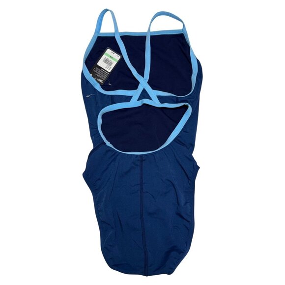 Speedo Endurance Thin Strap Swimsuit One Piece Racing Cut Flyback Blue Size 34 - Picture 4 of 7